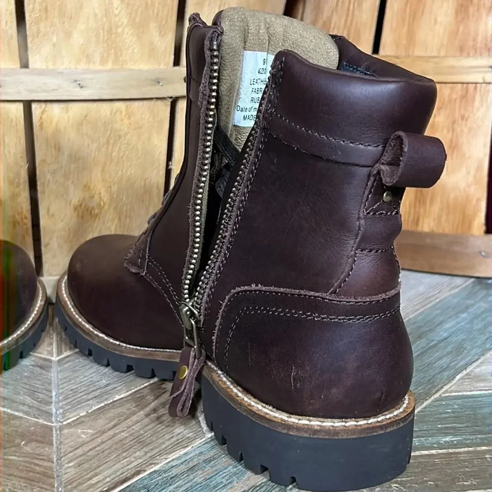 Kodiak Delson Brown Leather Waterproof Lined Zip-Up Lace-Up Boots Mens Size 9
